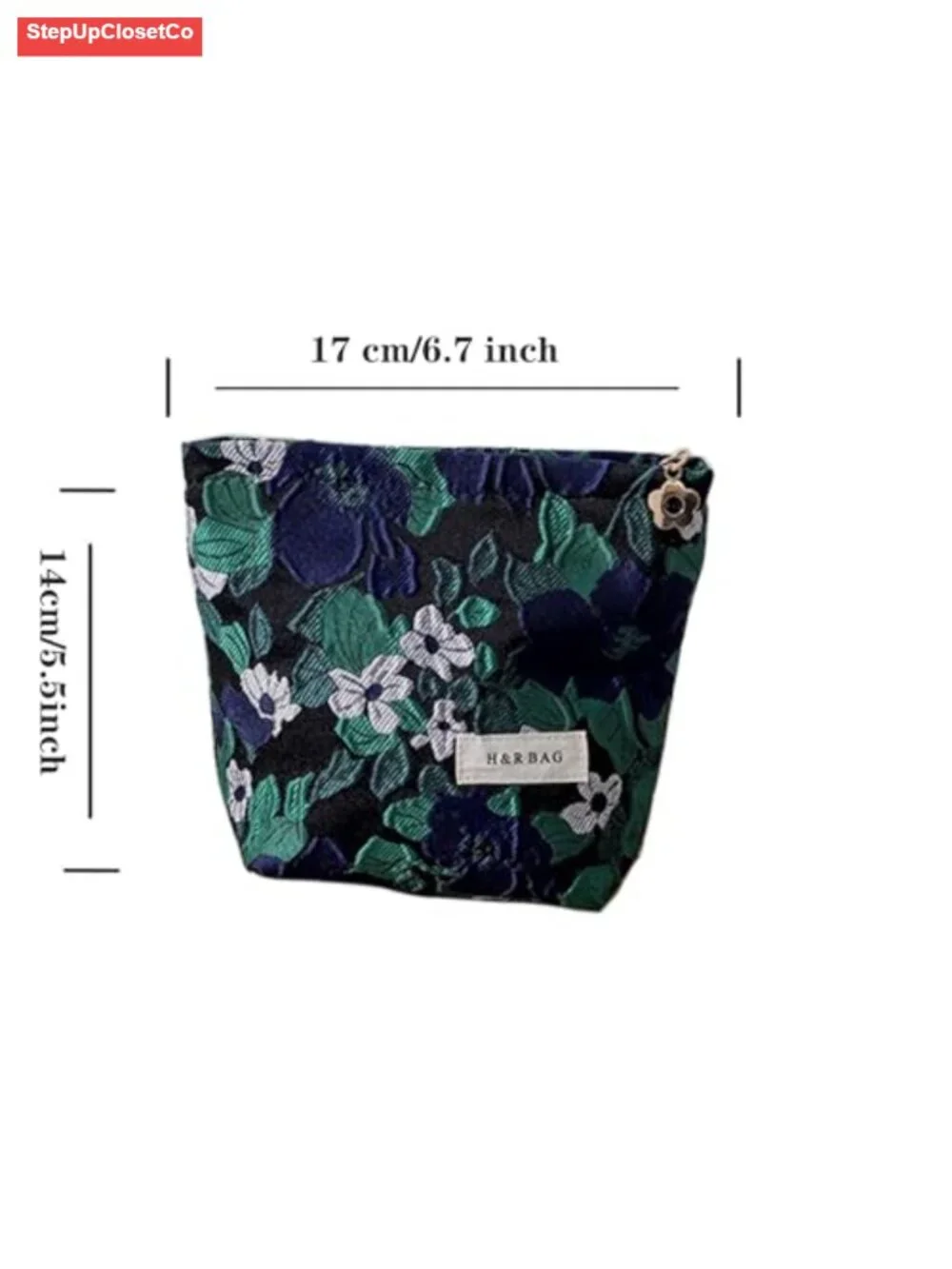 Vintage Jacquard Cosmetic Bag Handheld Makeup Organizer Portable Toiletry